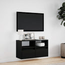 væghængt tv-bord med LED-lys 80x31x45 cm sort