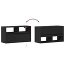 væghængt tv-bord med LED-lys 80x31x45 cm sort