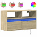 væghængt tv-bord med LED-lys 80x31x45 cm sonoma-eg