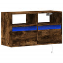 væghængt tv-bord med LED-lys 80x31x45 cm røget egetræsfarve