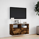 væghængt tv-bord med LED-lys 80x31x45 cm røget egetræsfarve
