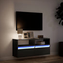 væghængt tv-bord med LED-lys 100x31x45 cm sort