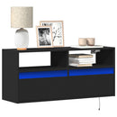 væghængt tv-bord med LED-lys 100x31x45 cm sort