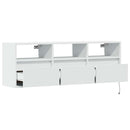 væghængt tv-bord med LED-lys 130x31x45 cm hvid