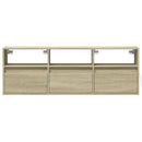 væghængt tv-bord med LED-lys 130x31x45 cm sonoma-eg