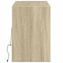 væghængt tv-bord med LED-lys 130x31x45 cm sonoma-eg