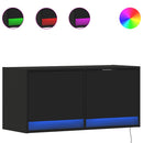 væghængt tv-bord med LED-lys 80x31x35 cm sort