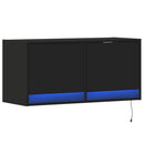 væghængt tv-bord med LED-lys 80x31x35 cm sort