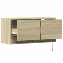væghængt tv-bord med LED-lys 80x31x35 cm sonoma-eg