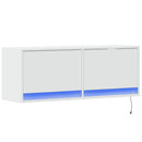 væghængt tv-bord med LED-lys 100x31x35 cm hvid