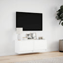 væghængt tv-bord med LED-lys 100x31x35 cm hvid