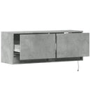 væghængt tv-bord med LED-lys 100x31x35 cm betongrå