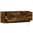 væghængt tv-bord med LED-lys 100x31x35 cm røget egetræsfarve