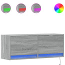 væghængt tv-bord med LED-lys 100x31x35 cm grå sonoma-eg
