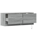 væghængt tv-bord med LED-lys 100x31x35 cm grå sonoma-eg