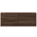 væghængt tv-bord med LED-lys 100x31x35 cm brun egetræsfarve