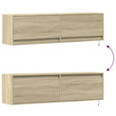 væghængt tv-bord med LED-lys 140x31x38 cm sonoma-eg