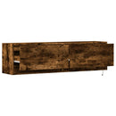 væghængt tv-bord med LED-lys 140x31x38 cm røget egetræsfarve