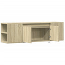 væghængt tv-bord med LED-lys 135x31x39,5 cm sonoma-eg