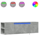 væghængt tv-bord med LED-lys 135x31x39,5 cm betongrå