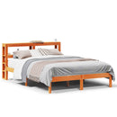 sengeramme med sengegavl 135x190 cm massivt fyrretræ gyldenbrun