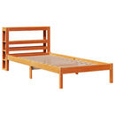 sengeramme med sengegavl 100x200 cm massivt fyrretræ gyldenbrun