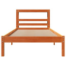sengeramme med sengegavl 100x200 cm massivt fyrretræ gyldenbrun