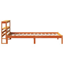 sengeramme med sengegavl 100x200 cm massivt fyrretræ gyldenbrun
