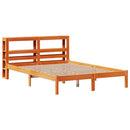 sengeramme med sengegavl 150x200 cm massivt fyrretræ gyldenbrun