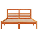 sengeramme med sengegavl 150x200 cm massivt fyrretræ gyldenbrun