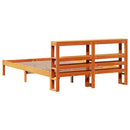 sengeramme med sengegavl 150x200 cm massivt fyrretræ gyldenbrun