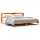 sengeramme med sengegavl 200x200 cm massivt fyrretræ gyldenbrun