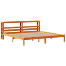 sengeramme med sengegavl 200x200 cm massivt fyrretræ gyldenbrun