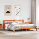 sengeramme med sengegavl 200x200 cm massivt fyrretræ gyldenbrun