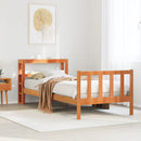 sengeramme med sengegavl 100x200 cm massivt fyrretræ gyldenbrun