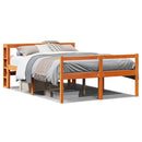 sengeramme med sengegavl 120x190 cm massivt fyrretræ gyldenbrun
