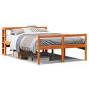 sengeramme med sengegavl 120x200 cm massivt fyrretræ gyldenbrun