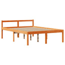 sengeramme med sengegavl 140x200 cm massivt fyrretræ gyldenbrun