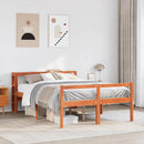sengeramme med sengegavl 140x200 cm massivt fyrretræ gyldenbrun