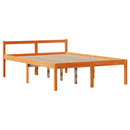 sengeramme med sengegavl 150x200 cm massivt fyrretræ gyldenbrun