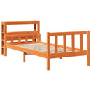 sengeramme med sengegavl 75x190 cm massivt fyrretræ gyldenbrun