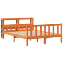 sengeramme med sengegavl 160x200 cm massivt fyrretræ gyldenbrun