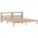 sengeramme med sengegavl 200x200 cm massivt fyrretræ