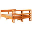 sengeramme uden madras 135x190 cm massivt fyrretræ brun
