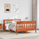 sengeramme uden madras 135x190 cm massivt fyrretræ brun
