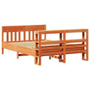sengeramme uden madras 135x190 cm massivt fyrretræ brun