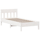 sengeramme uden madras 75x190 cm massivt fyrretræ hvid