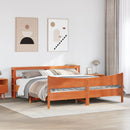 sengeramme med sengegavl 200x200 cm massivt fyrretræ gyldenbrun