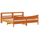 sengeramme med sengegavl 180x200 cm massivt fyrretræ gyldenbrun