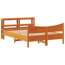 sengeramme med sengegavl 160x200 cm massivt fyrretræ gyldenbrun